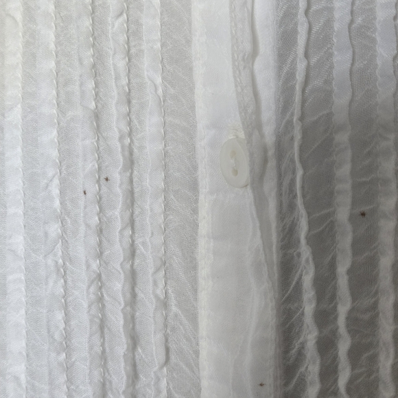 Johnny Was Boho White Eyelet Embroidered Lace Ruffle Button Down Tunic Blouse - Picture 8 of 9